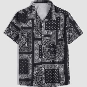 Black Bandana Collared Shirt